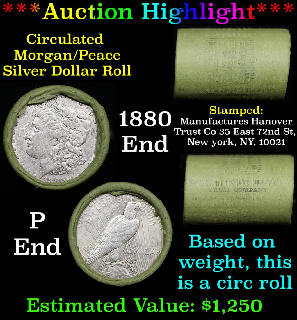 ***Auction Highlight*** Manufactures Hanover Trust Shotgun 1880 & 'P' Ends Mixed Morgan/Peace Silver (1 of 5)