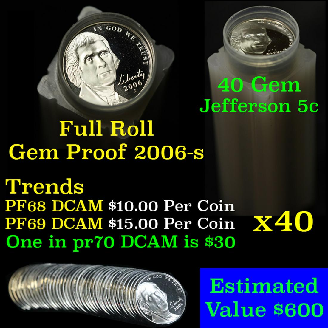 Solid Date Proof Jefferson Nickel Roll in Holder 2006-S Return to Monticello. 40 coins. (1 of 4)