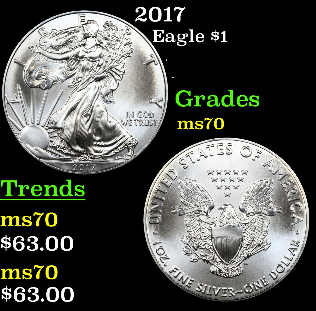 2017 Silver Eagle Dollar $1 Graded ms70 By SEGS (1 of 5)