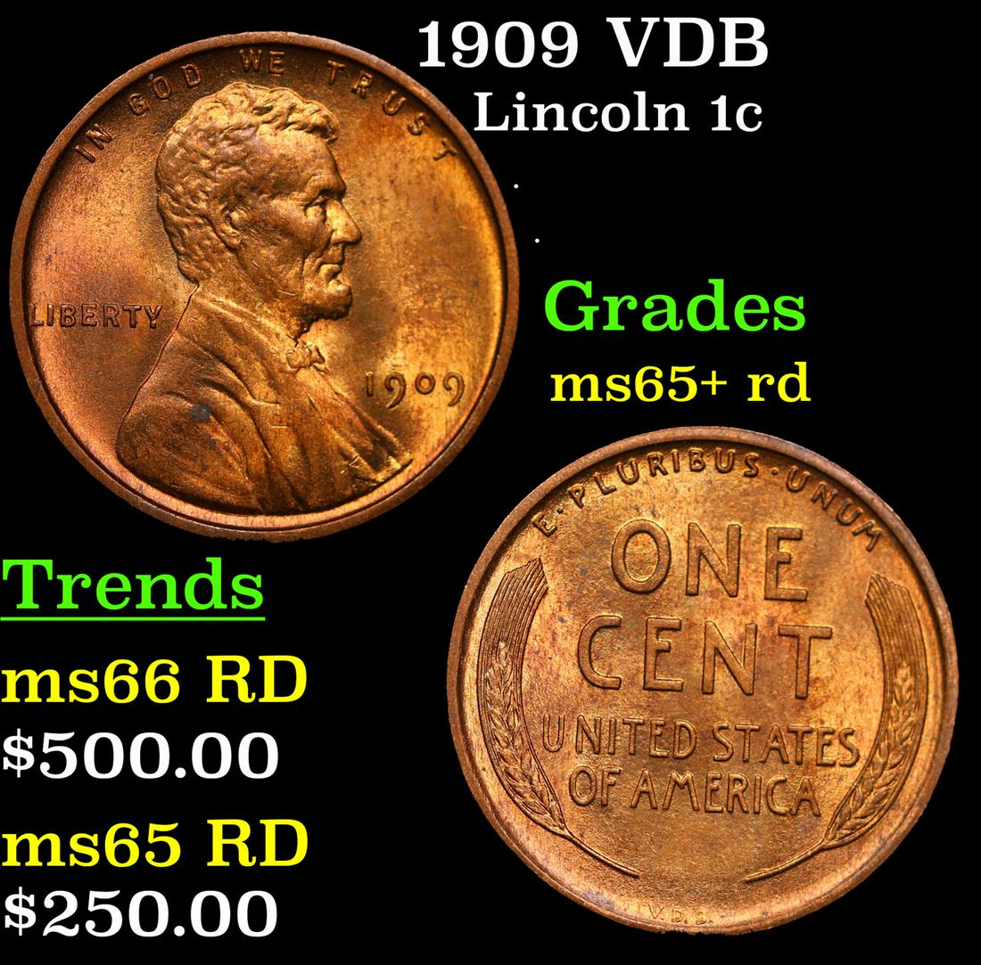 1909 VDB Lincoln Cent 1c Grades Gem+ Unc RD (1 of 3)