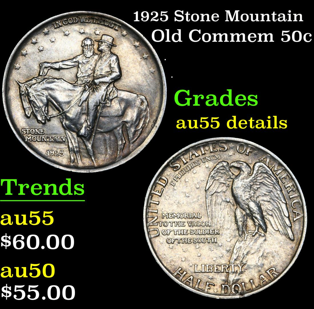 1925 Stone Mountain Old Commem Half Dollar 50c Grades AU Details (1 of 3)