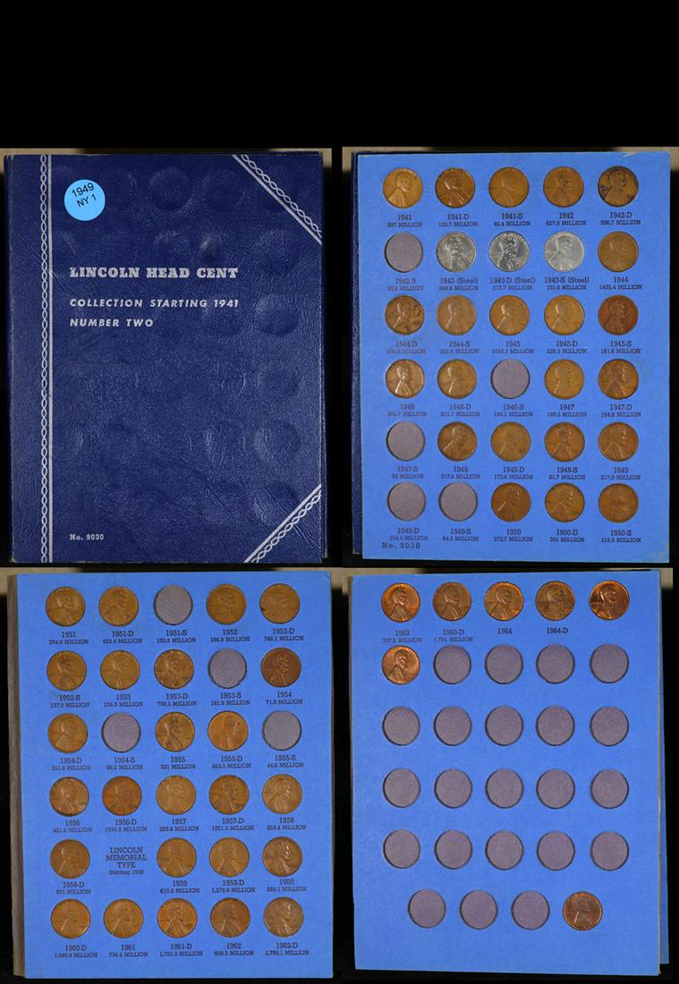 Near Complete Lincoln 1c Whitman folder #2, 1941-1966, 57 coins. (1 of 5)