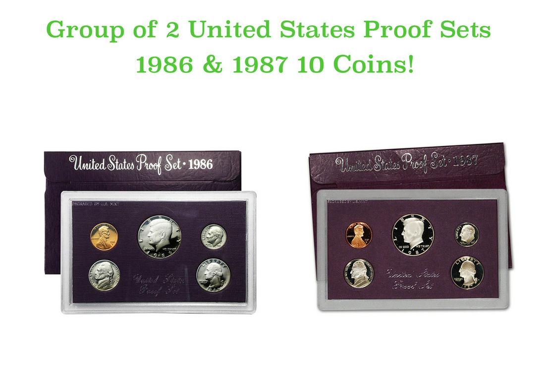 Group of 2 United States Mint Proof Sets 1986-1987 10 coins (1 of 3)
