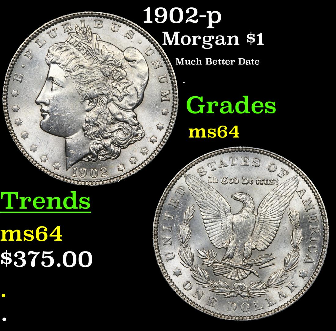1902-p Morgan Dollar $1 Grades Choice Unc (1 of 3)