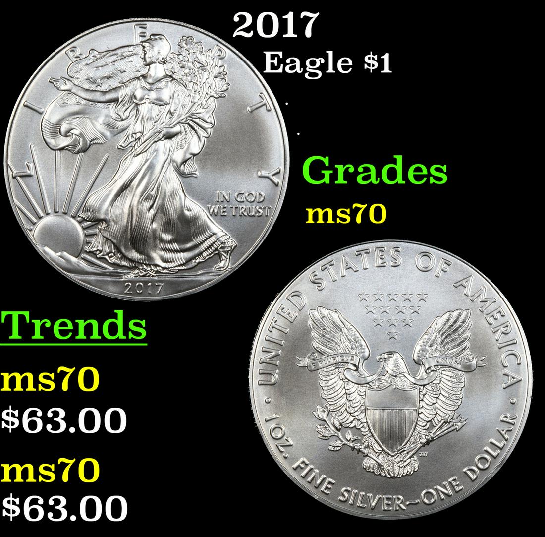 2017 Silver Eagle Dollar $1 Graded ms70 By SEGS (1 of 5)