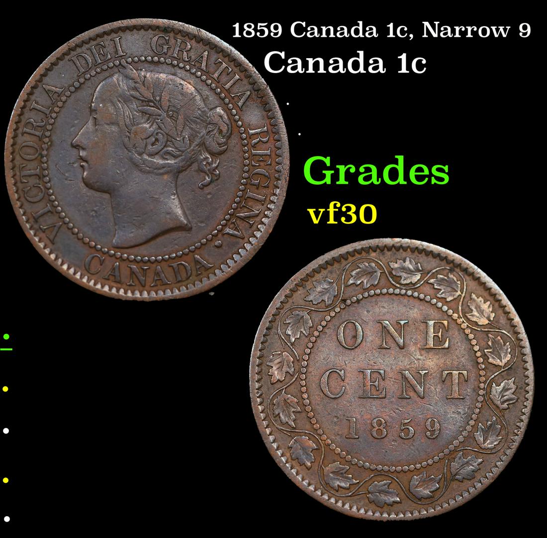 1859 Canada 1c, Narrow 9 Grades vf++ (1 of 3)