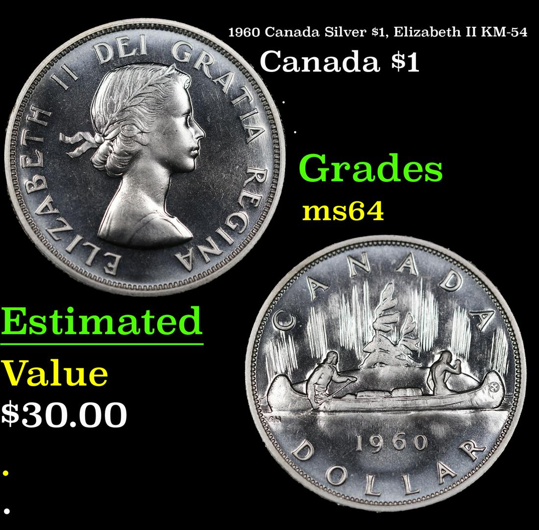 1960 Canada Silver $1, Elizabeth II KM-54 Grades Choice Unc (1 of 3)