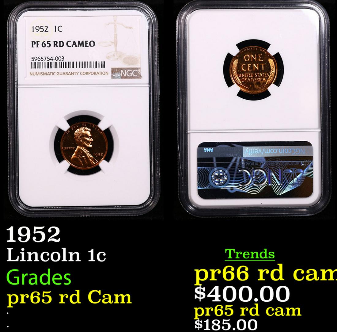Proof NGC 1952 Lincoln Cent 1c Graded pr65 rd Cam By NGC (1 of 3)
