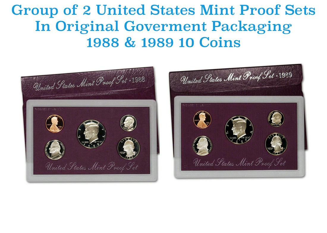 Group of 2 United States Mint Proof Sets 1988-1989 10 coins (1 of 3)