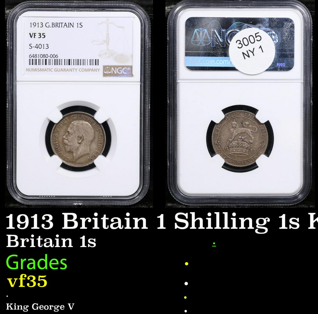 NGC 1913 Britain 1 Shilling 1s KM-816 Graded vf35 By NGC (1 of 3)
