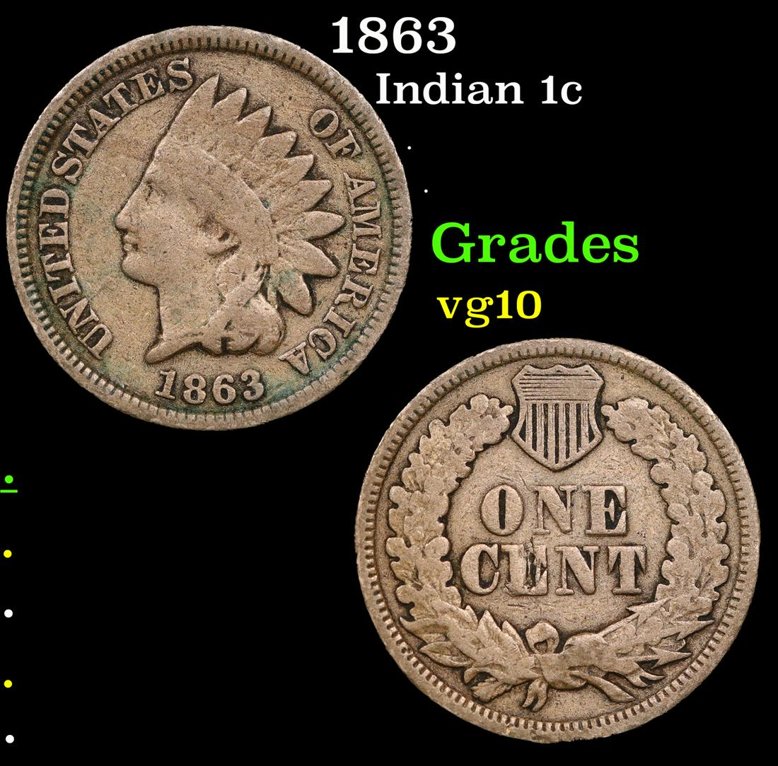 1863 Indian Cent 1c Grades vg+ (1 of 3)