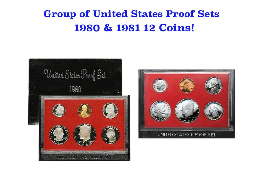 Group of 2 United States Mint Proof Sets 1980-1981 12 coins (1 of 3)