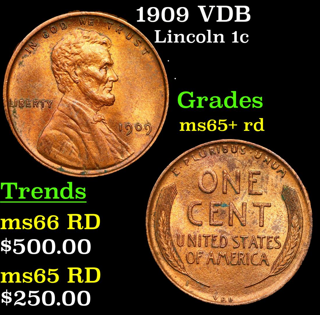 1909 VDB Lincoln Cent 1c Grades Gem+ Unc RD (1 of 3)