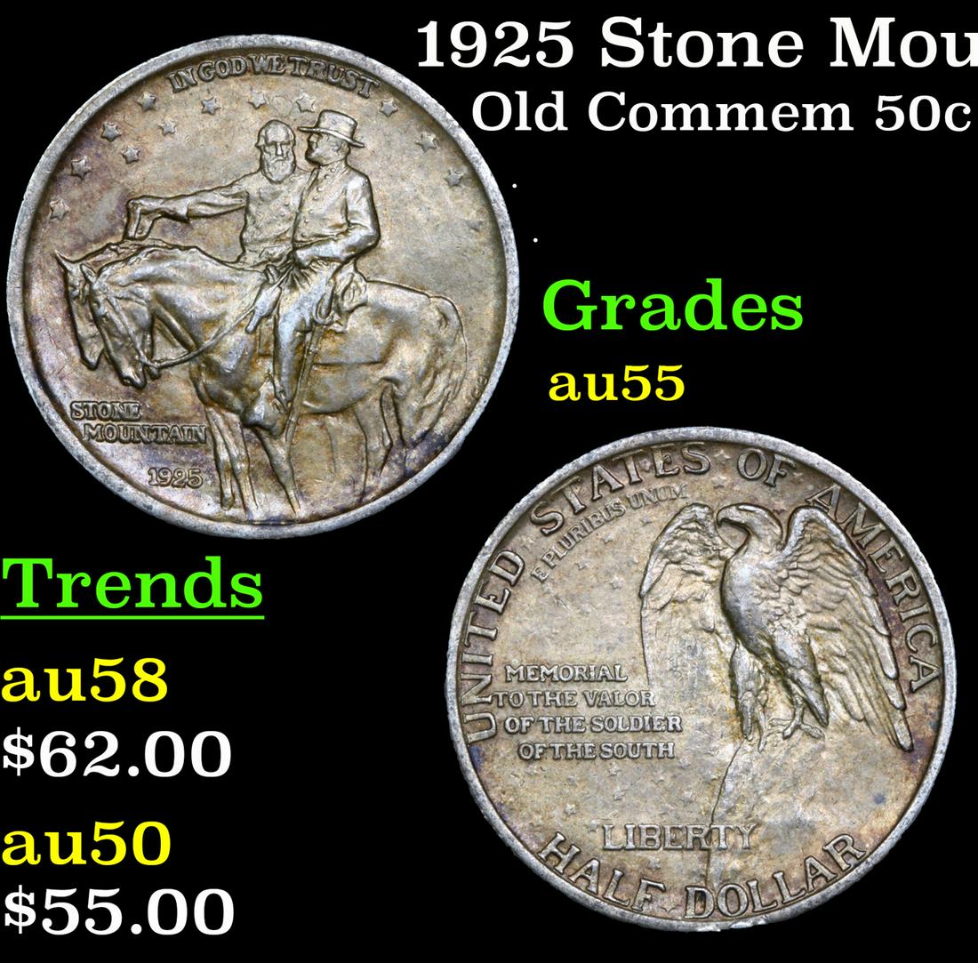 1925 Stone Mountain Old Commem Half Dollar 50c Grades Choice AU (1 of 3)