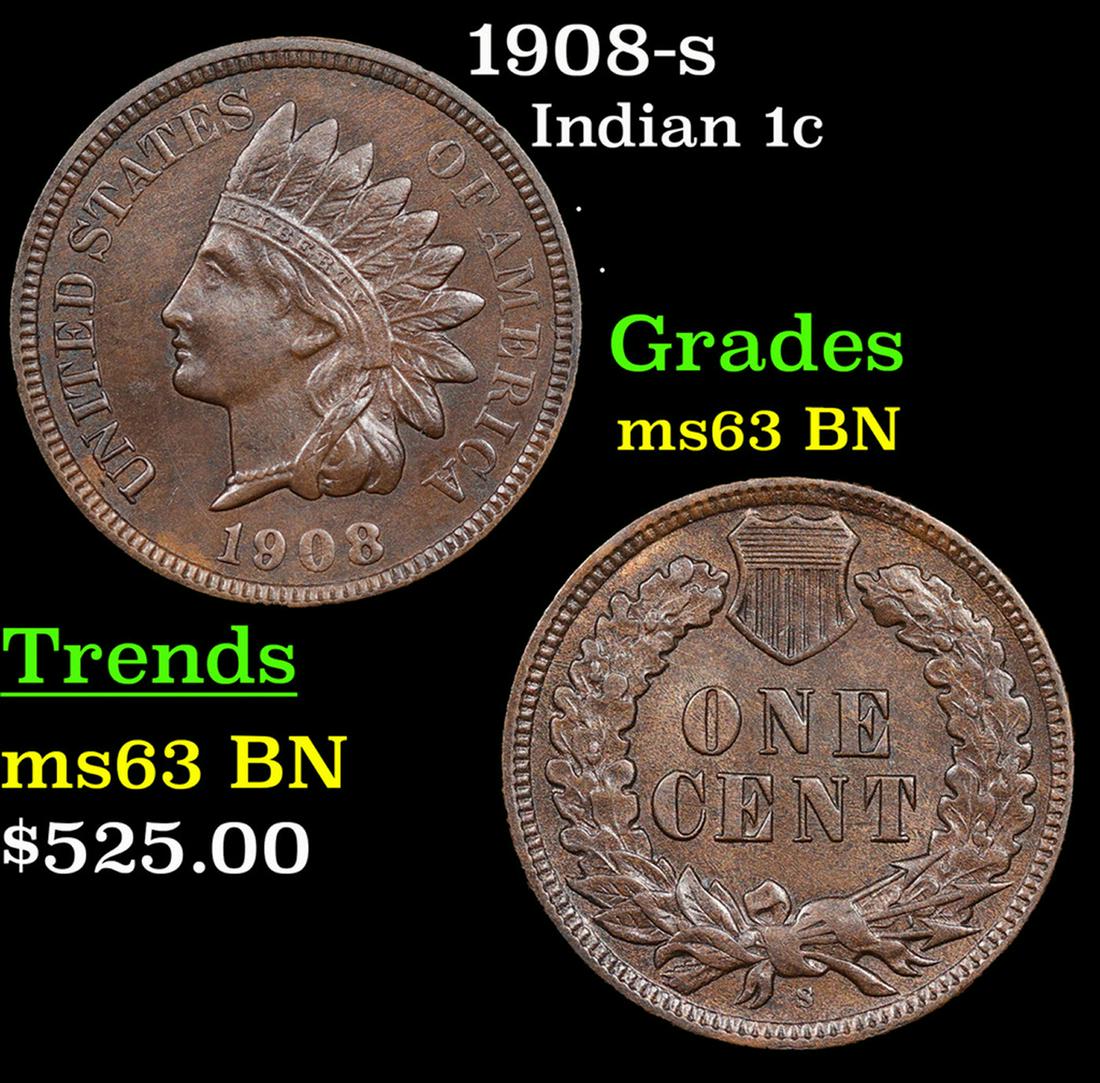 1908-s Indian Cent 1c Grades Select Unc BN (1 of 3)