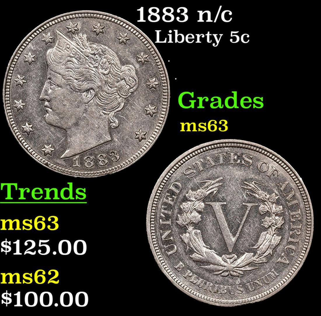 1883 n/c Liberty Nickel 5c Grades Select Unc (1 of 3)