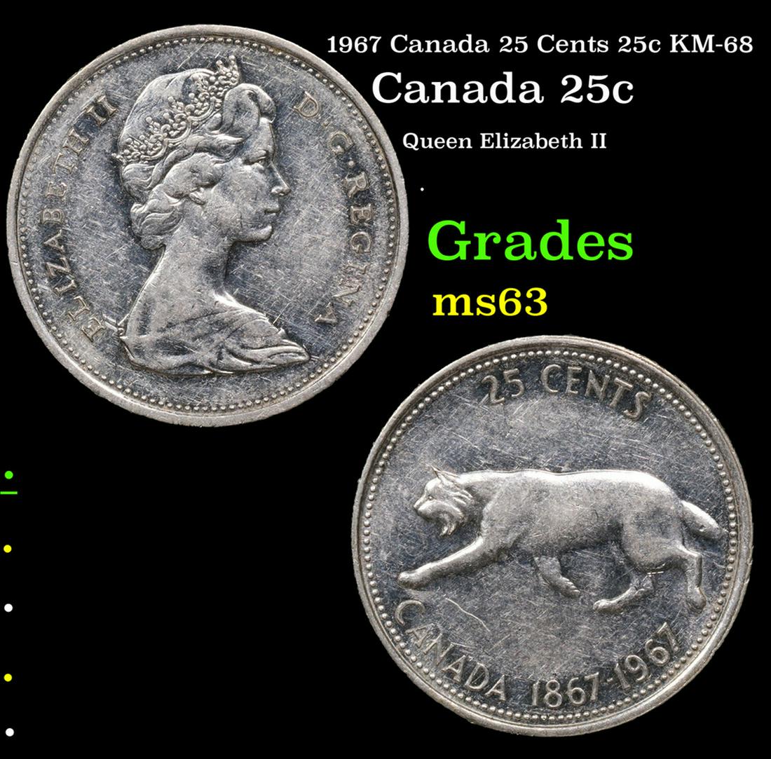 1967 Canada 25 Cents 25c KM-68 Grades Select Unc (1 of 3)