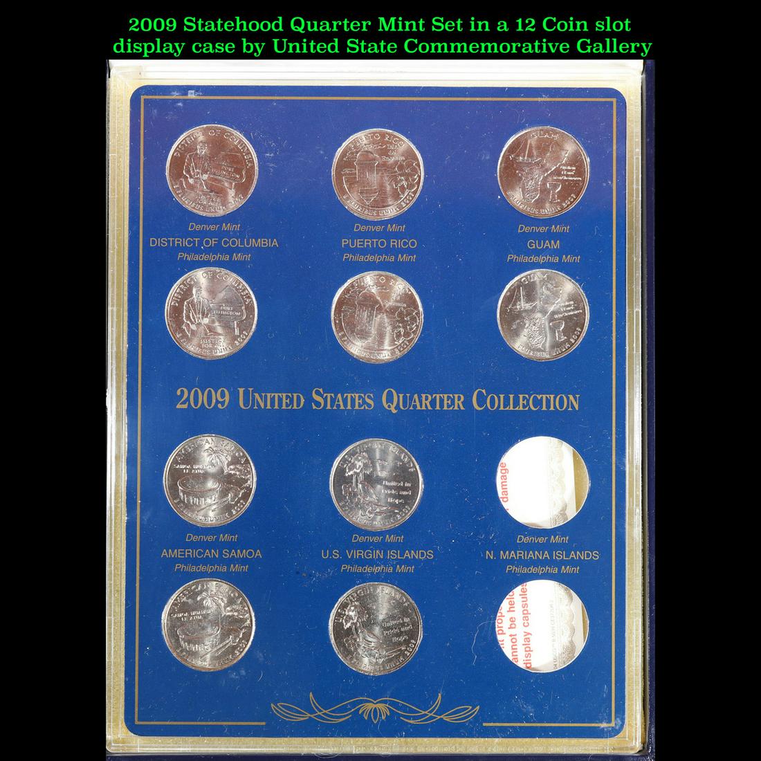 2009 Statehood Quarter Mint Set in a 12 Coin slot display case by United State Commemorative (1 of 3)