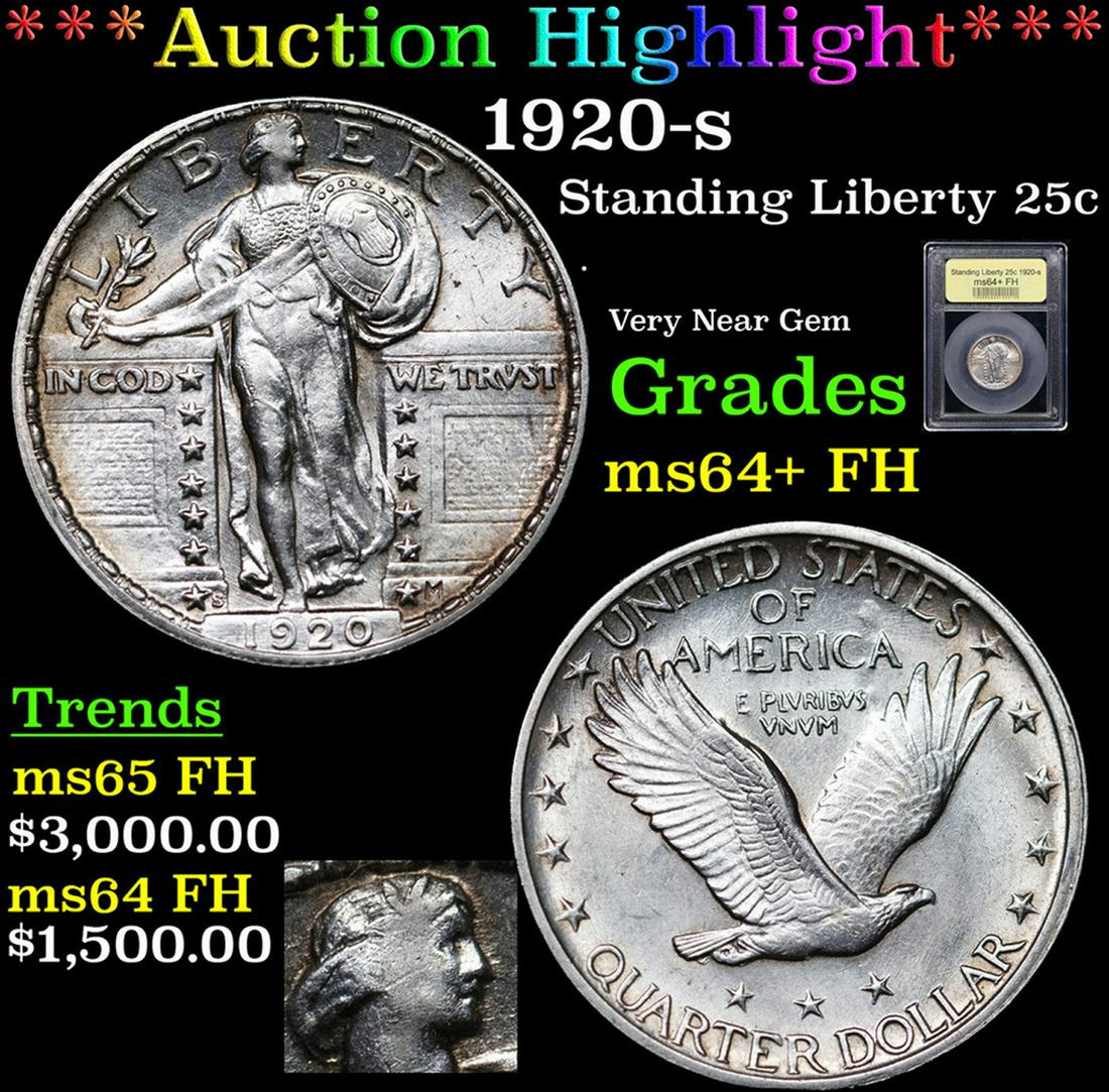 ***Auction Highlight*** 1920-s Standing Liberty Quarter 25c Graded Choice Unc+ FH By USCG (fc) (1 of 5)