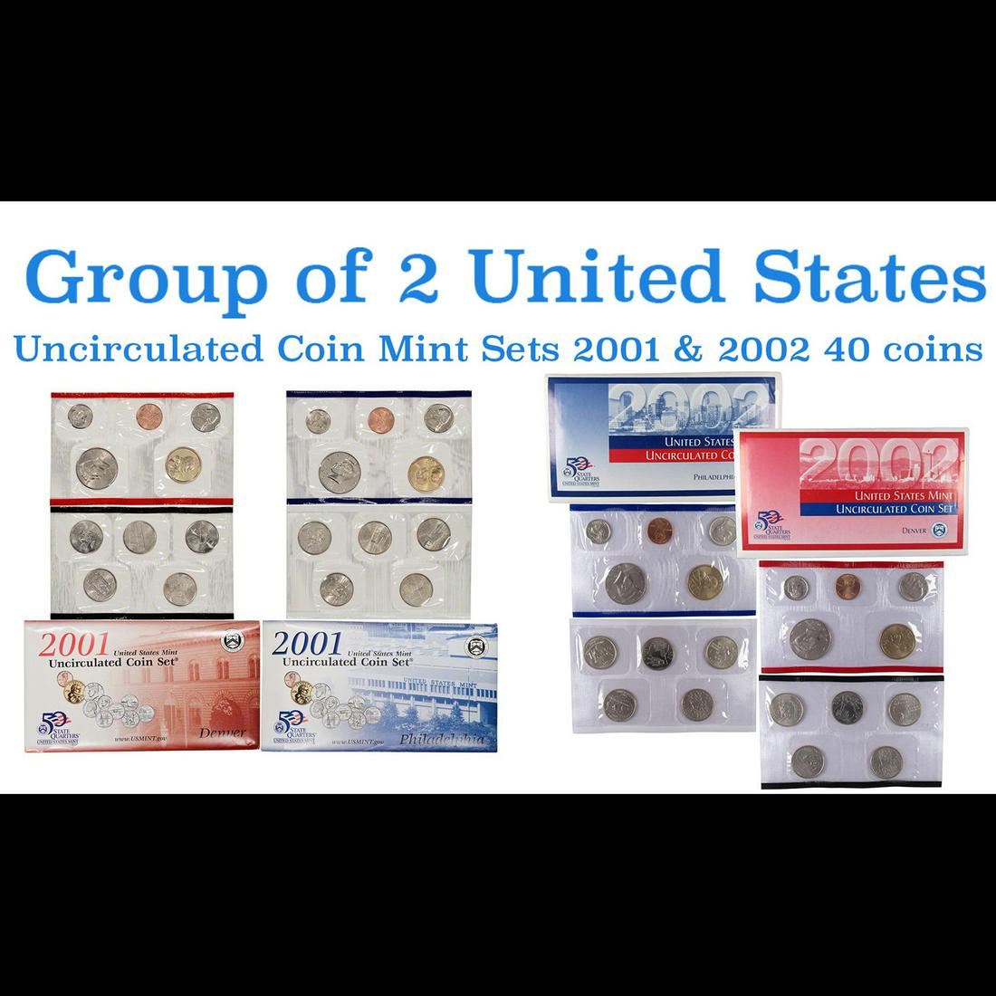 Group of 2 United States Mint Proof Sets 2000-2001 20 coins. (1 of 4)