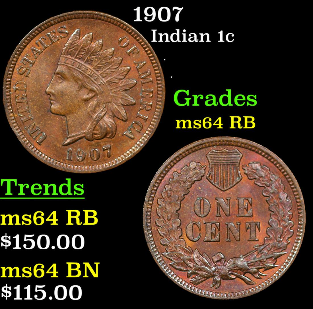1907 Indian Cent 1c Grades Choice Unc RB (1 of 3)