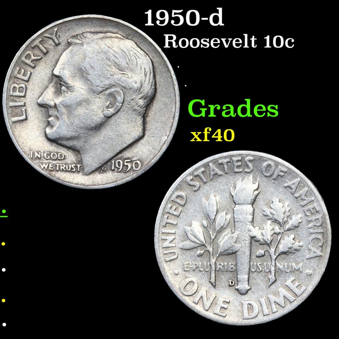 1950-d Roosevelt Dime 10c Grades xf (1 of 3)