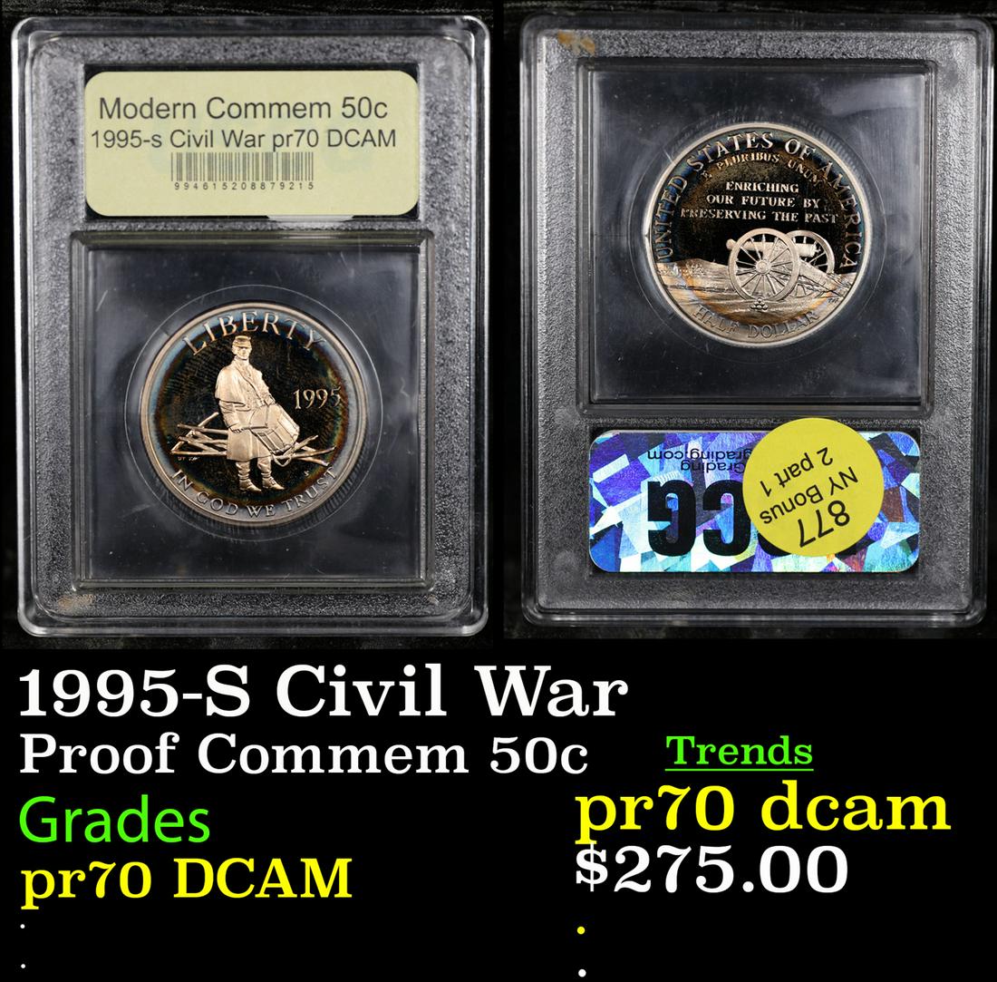Proof 1995-S Civil War Modern Commem Half Dollar 50c Graded GEM++ Proof Deep Cameo By USCG (1 of 3)