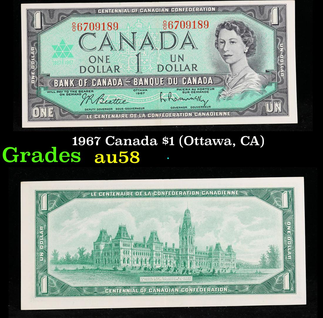 1967 Canada $1 (Ottawa, CA) Grades Choice AU/BU Slider (1 of 3)