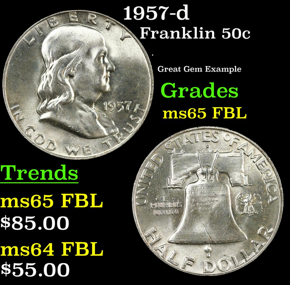 1957-d Franklin Half Dollar 50c Grades GEM FBL (1 of 3)
