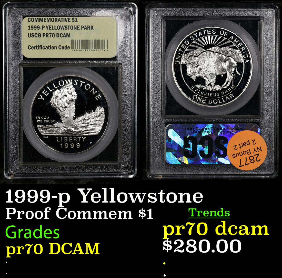 Proof 1999-p Yellowstone Modern Commem Dollar $1 Graded GEM++ Proof Deep Cameo By USCG (1 of 3)