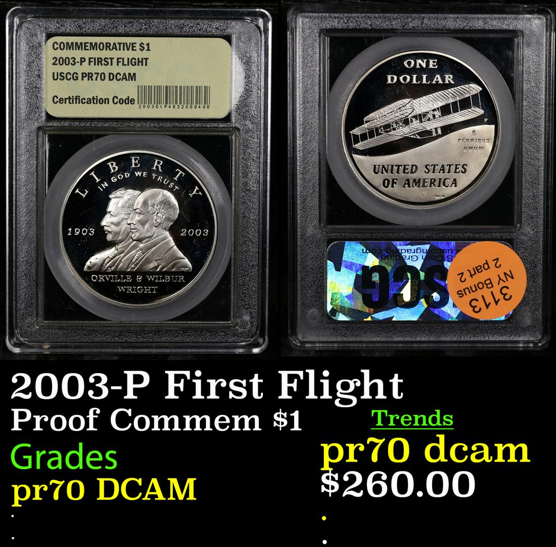 Proof 2003-P First Flight Modern Commem Dollar $1 Graded GEM++ Proof Deep Cameo By USCG (1 of 3)