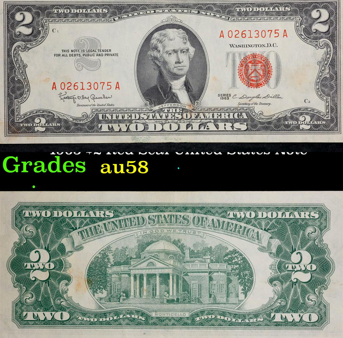 1963 $2 Red Seal United States Note Grades Choice AU/BU Slider (1 of 3)