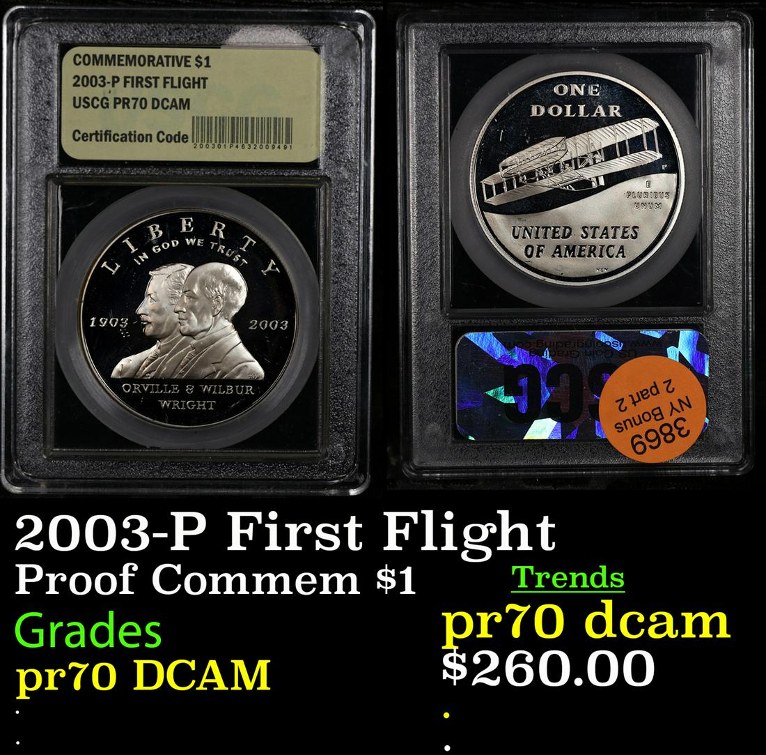 Proof 2003-P First Flight Modern Commem Dollar $1 Graded GEM++ Proof Deep Cameo By USCG (1 of 3)