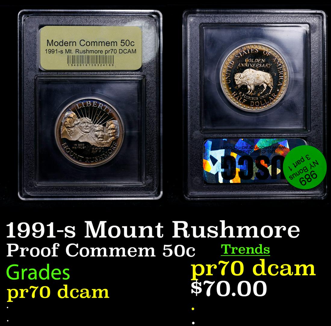 Proof 1991-s Mount Rushmore Modern Commem Half Dollar 50c Graded GEM++ Proof Deep Cameo BY USCG (1 of 3)