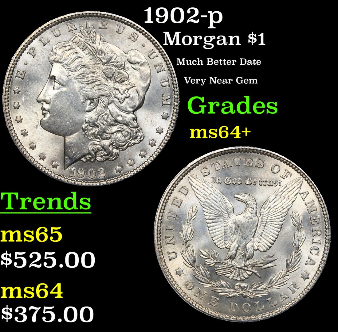 1902-p Morgan Dollar $1 Grades Choice+ Unc (1 of 3)