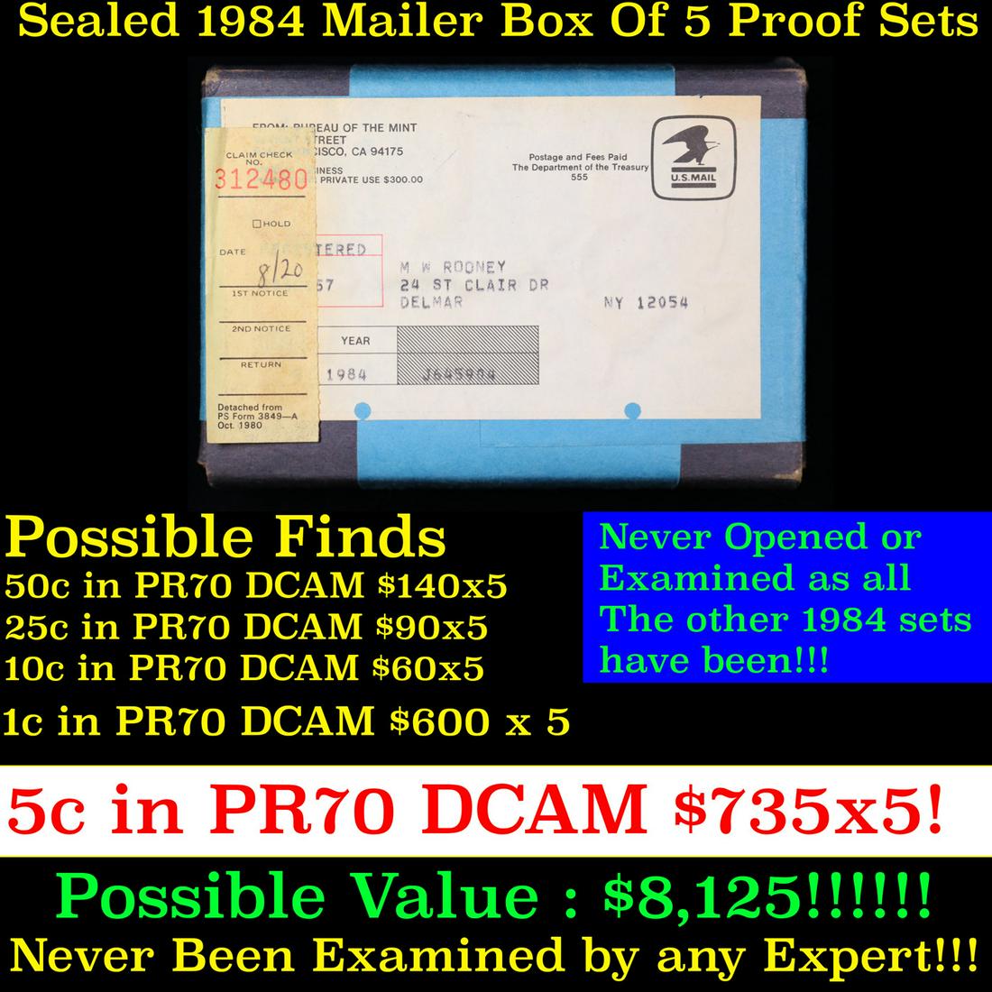 Original sealed box 5- 1984 United States Mint Proof Sets (1 of 2)