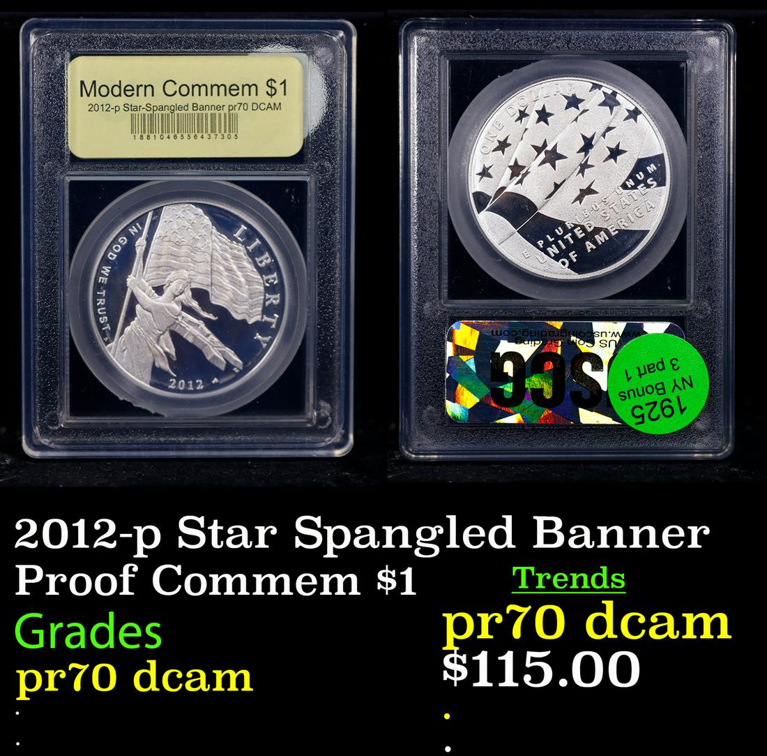 Proof 2012-p Star Spangled Banner Modern Commem Dollar $1 Graded GEM++ Proof Deep Cameo BY USCG (1 of 3)