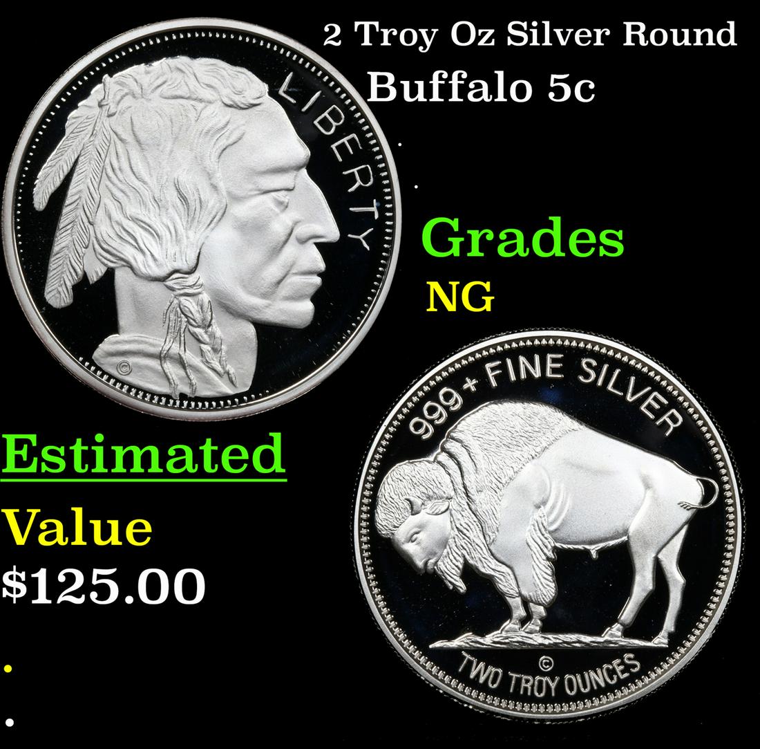 2 Troy Oz Silver Round Buffalo Nickel 5c Grades NG (1 of 3)