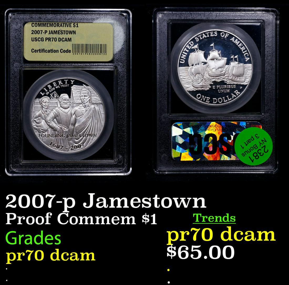 Proof 2007-p Jamestown Modern Commem Dollar $1 Graded GEM++ Proof Deep Cameo BY USCG: 2007-p Jamestown Modern Commem Dollar $1 Graded GEM++ Proof Deep Cameo BY USCG. 0