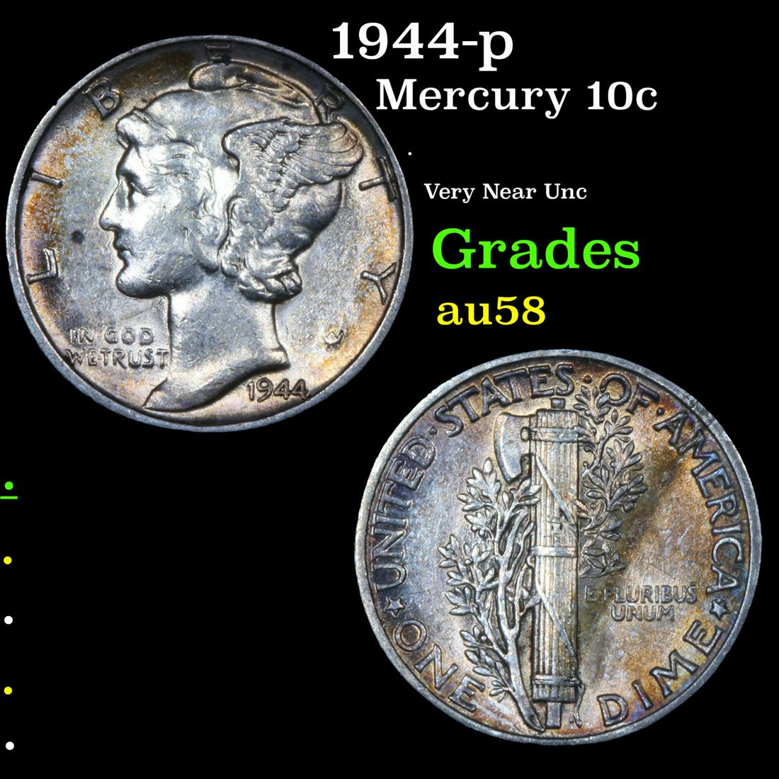 1944-p Mercury Dime 10c Grades Choice AU/BU Slider (1 of 3)