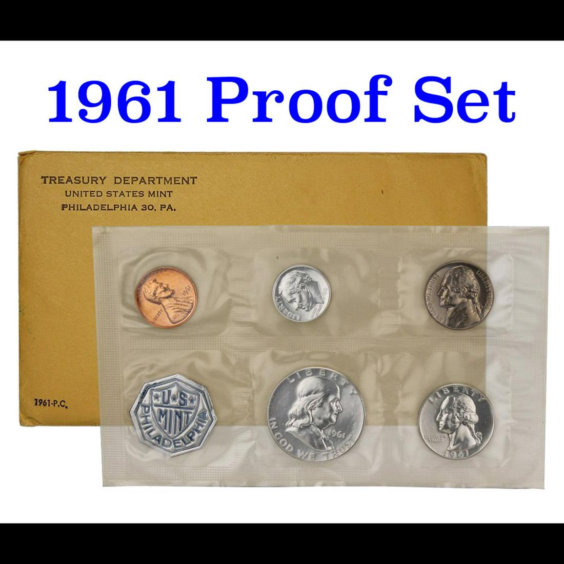 Original sealed 1961 United States Mint Proof Set! 5 Coins Inside! (1 of 3)