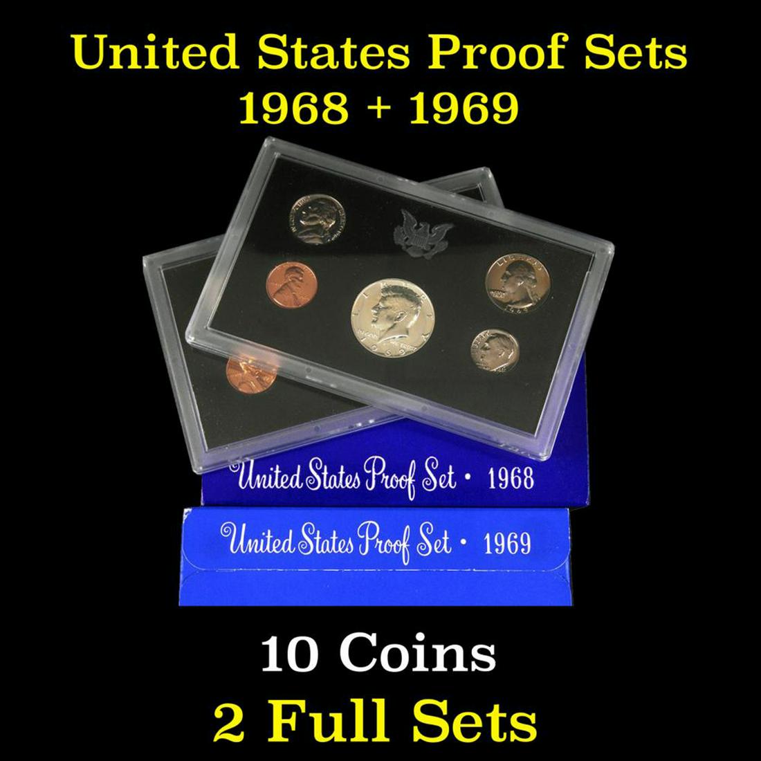 Group of 2 United States Mint Proof Sets 1968-1969 10 coins (1 of 3)