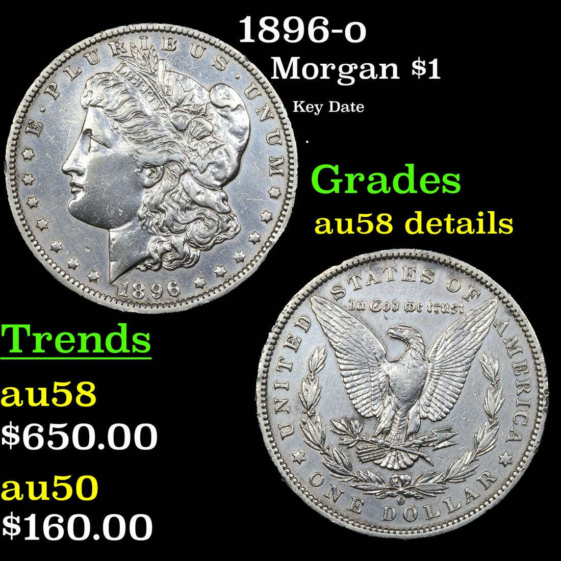 1896-o Morgan Dollar $1 Grades AU Details (1 of 3)