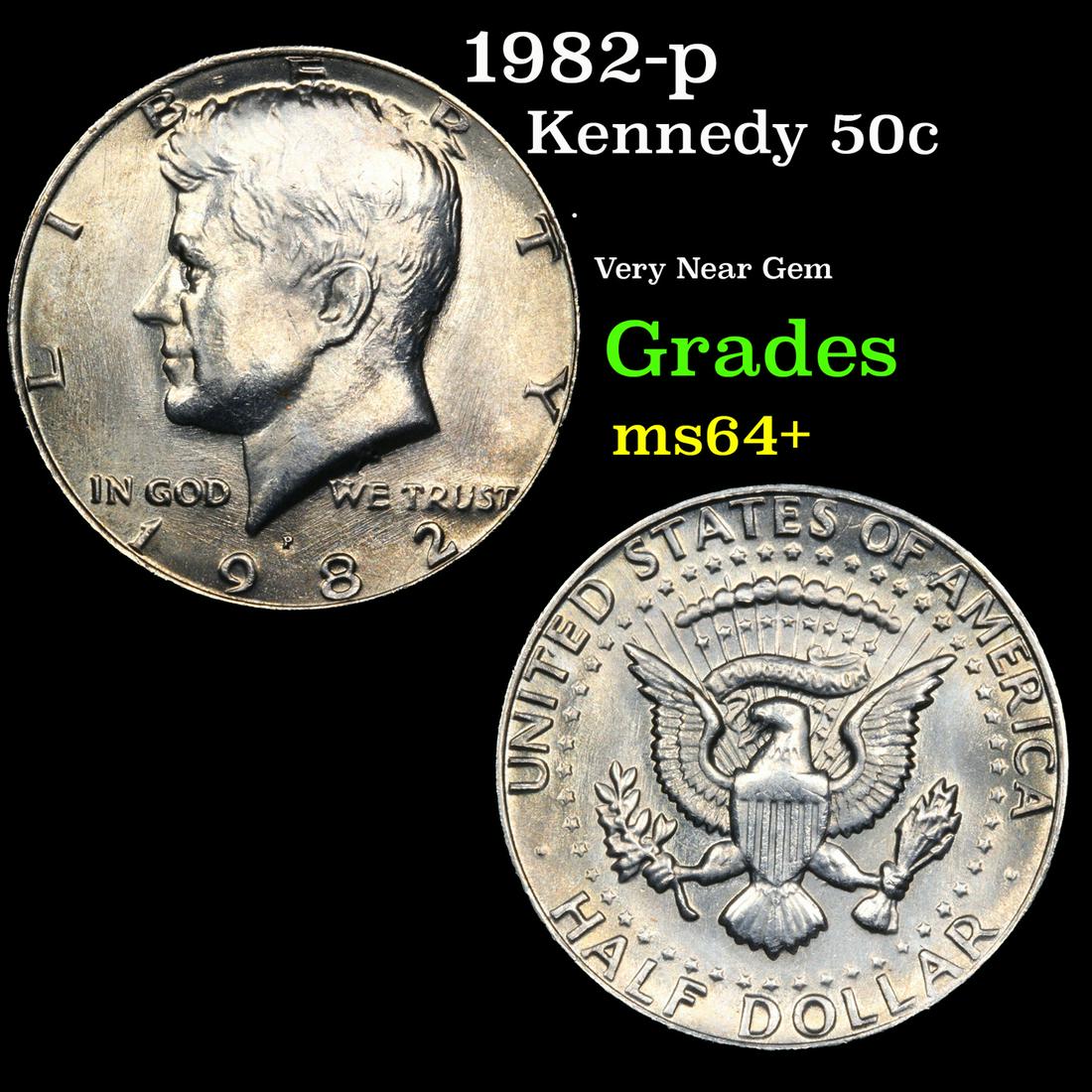 1982-p Kennedy Half Dollar 50c Grades Choice+ Unc (1 of 3)