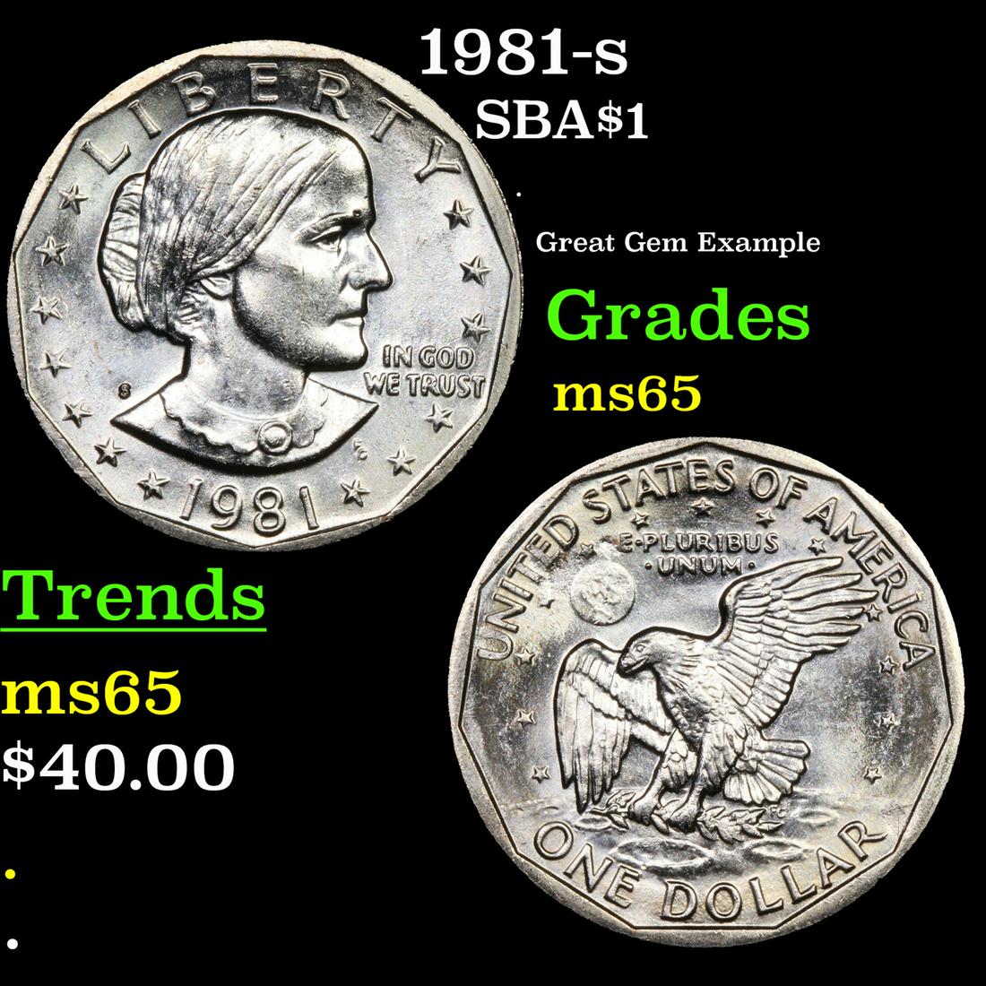1981-s Susan B. Anthony Dollar $1 Grades GEM Unc (1 of 3)