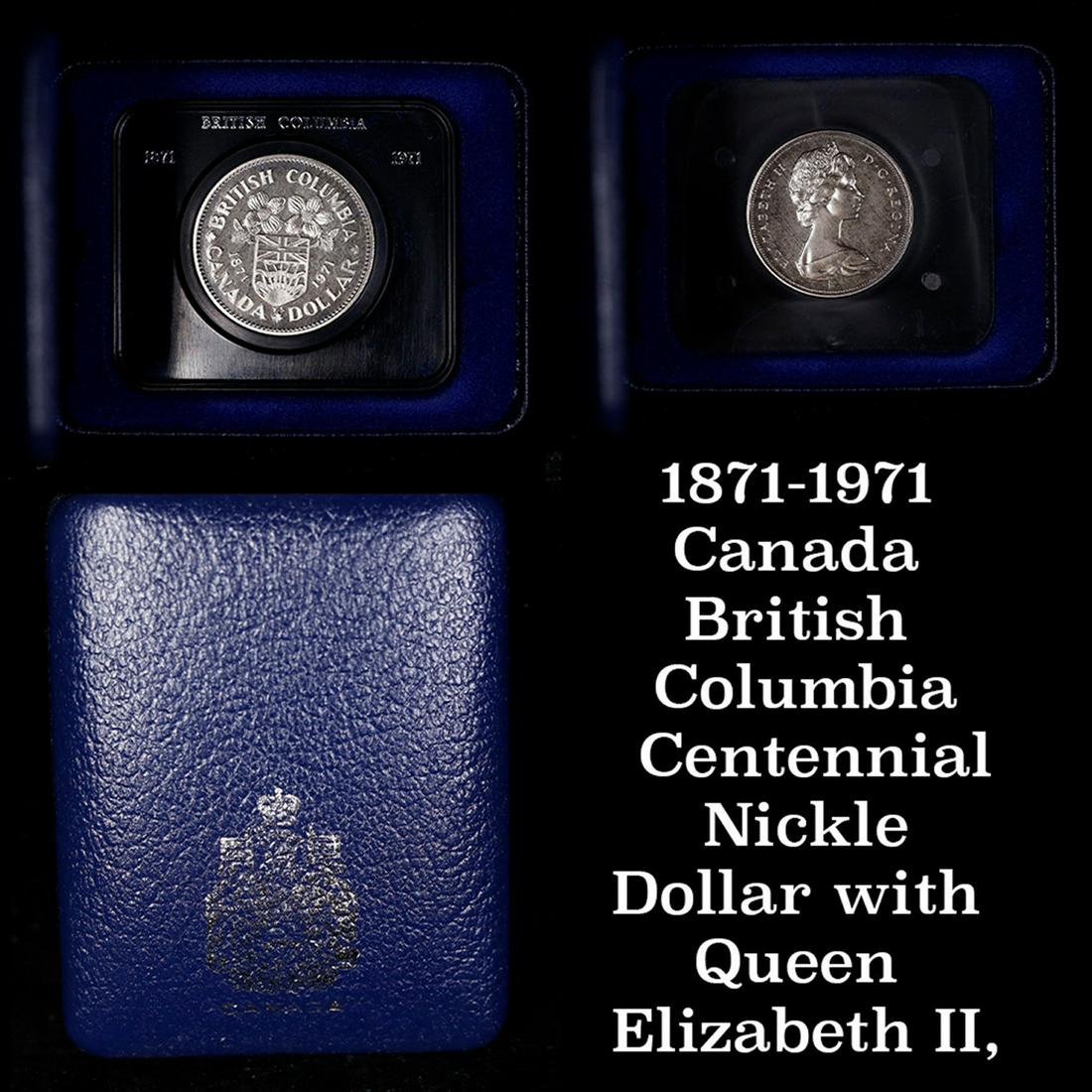 1871-1971 Canada British Columbia Centennial Nickle Dollar with Queen Elizabeth II, as at 37 years (1 of 4)