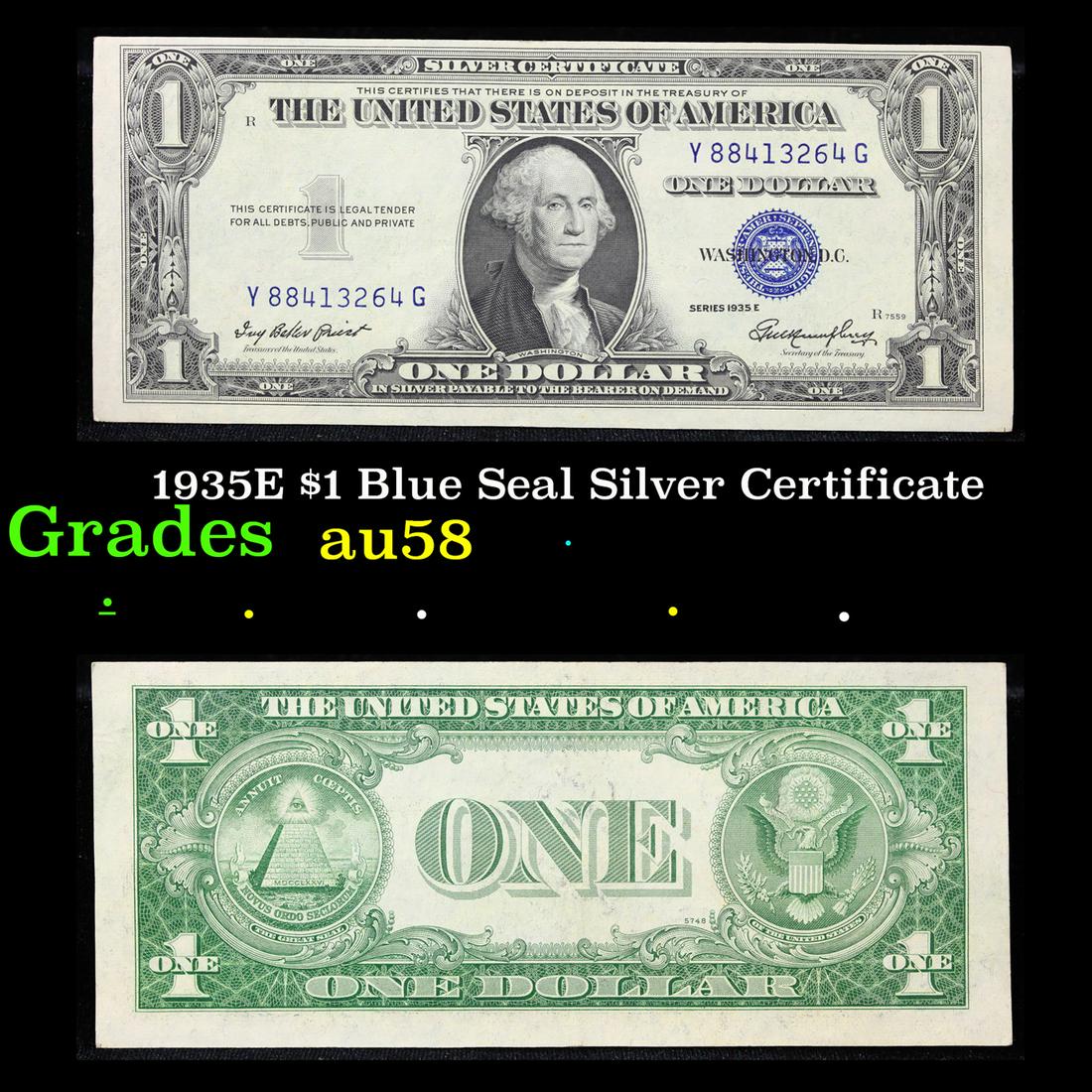 1935E $1 Blue Seal Silver Certificate Grades Choice AU/BU Slider (1 of 3)