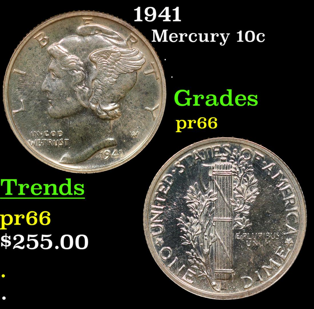Proof 1941 Mercury Dime 10c Grades GEM+ Proof (1 of 3)