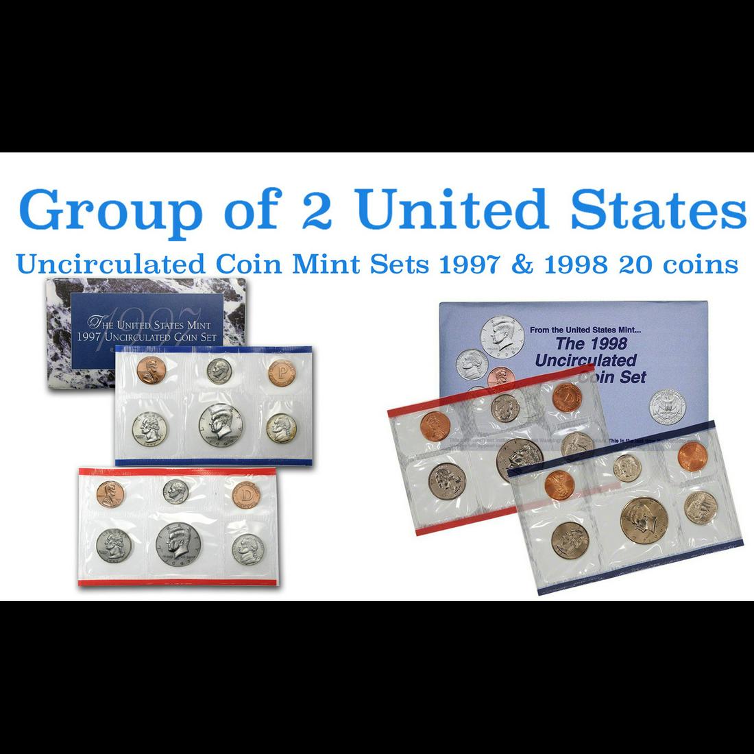 Group of 2 United States Mint Set in Original Government Packaging! From 1997-1998 with 20 Coins (1 of 3)