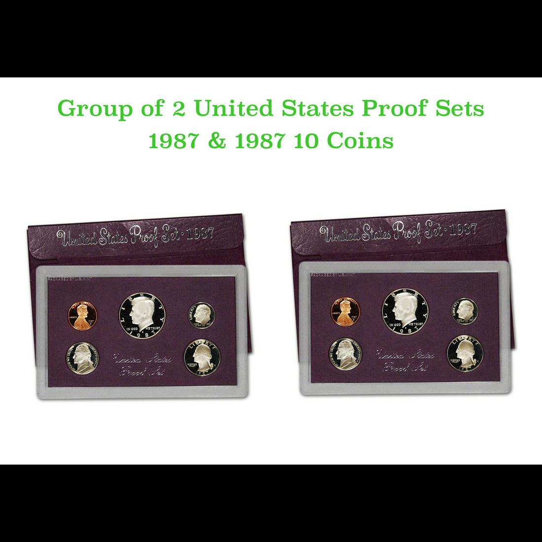 2x 1987 United States Mint Proof Set! A total of 10 Coins Inside, 5 each! (1 of 3)
